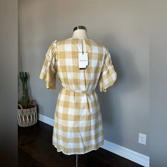 A New Day Target 🎯 Dress Cotton Preppy Gingham Buffalo Check Tan/White Large - Picture 5 of 12